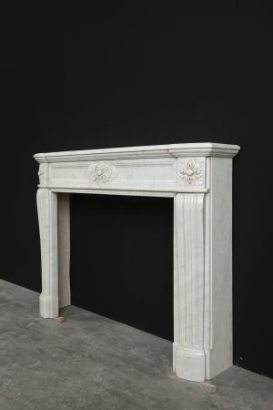 Perfect Petite Antique Fireplace Mantel in White Marble