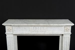 Carrara White Marble Fireplace, Louis XVI Style