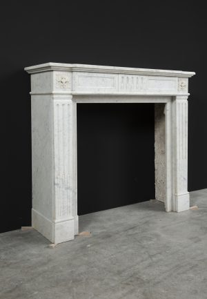 Carrara White Marble Fireplace, Louis XVI Style