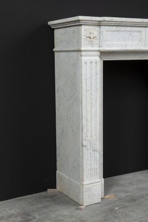Carrara White Marble Fireplace, Louis XVI Style