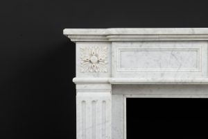 Carrara White Marble Fireplace, Louis XVI Style