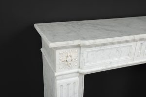 Carrara White Marble Fireplace, Louis XVI Style
