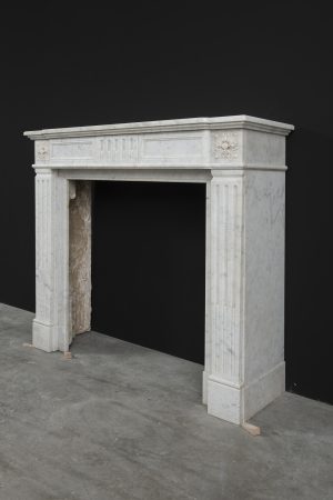 Carrara White Marble Fireplace, Louis XVI Style
