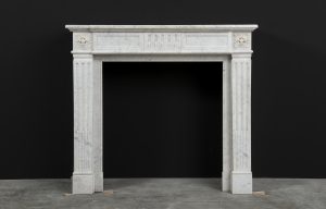 Carrara White Marble Fireplace, Louis XVI Style