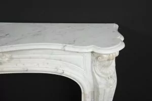 French Louis XV Fireplace in White Marble, Paris- France