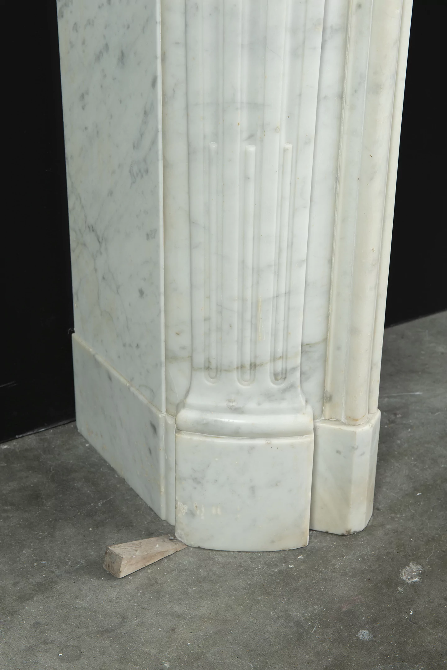French Louis XV Fireplace in White Marble, Paris- France