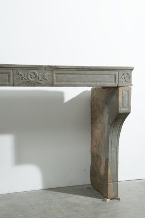 French Louis XVI Fireplace Mantel in Limestone