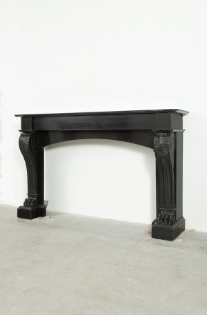 Antique Marble Fireplace in Deep Black