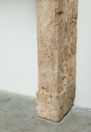 Large Rustic French Limestone Fireplace Mantel – 18th Century