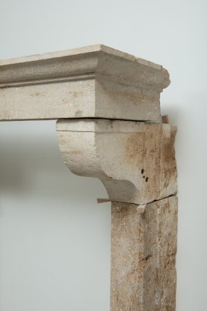 Large Rustic French Limestone Fireplace Mantel – 18th Century