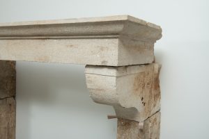 Large Rustic French Limestone Fireplace Mantel – 18th Century
