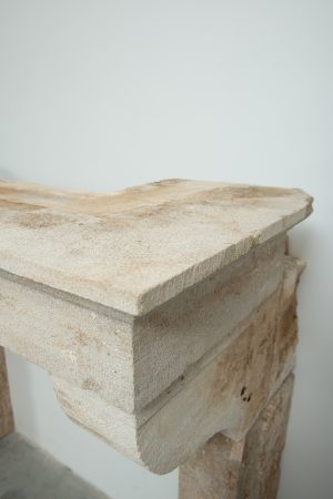 Large Rustic French Limestone Fireplace Mantel – 18th Century
