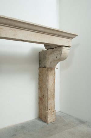Large Rustic French Limestone Fireplace Mantel – 18th Century