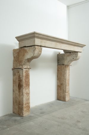 Large Rustic French Limestone Fireplace Mantel – 18th Century