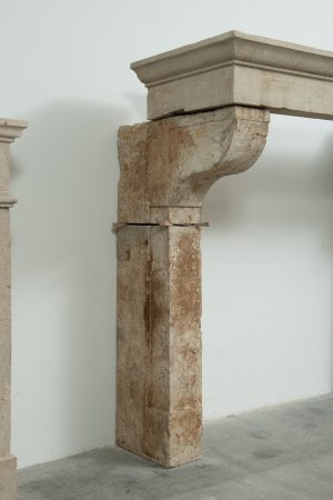 Large Rustic French Limestone Fireplace Mantel – 18th Century