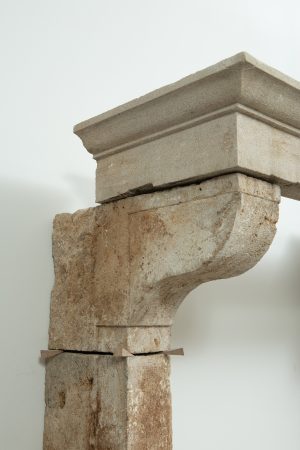 Large Rustic French Limestone Fireplace Mantel – 18th Century