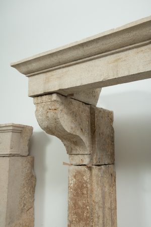 Large Rustic French Limestone Fireplace Mantel – 18th Century