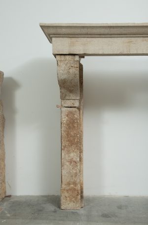 Large Rustic French Limestone Fireplace Mantel – 18th Century
