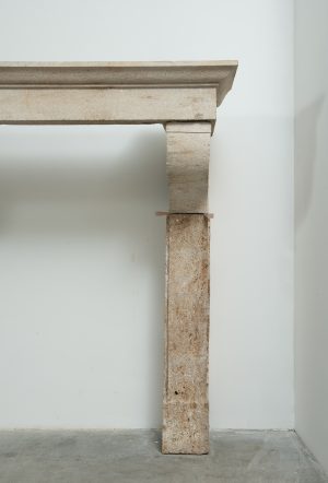 Large Rustic French Limestone Fireplace Mantel – 18th Century