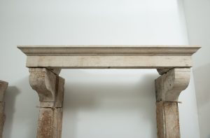 Large Rustic French Limestone Fireplace Mantel – 18th Century