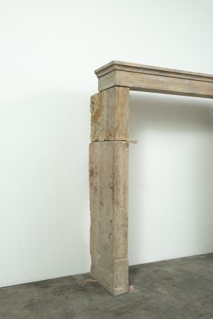 Rustic French Limestone Fireplace