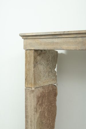 Rustic French Limestone Fireplace
