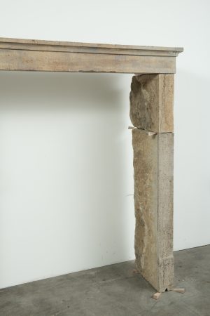 Rustic French Limestone Fireplace