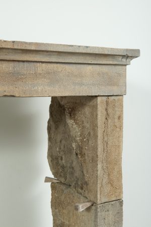 Rustic French Limestone Fireplace