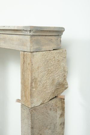 Rustic French Limestone Fireplace