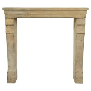 Tall 19th-Century French Limestone Fireplace