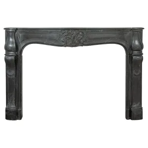 Large 18th Century Louis XV Fireplace Mantel in Rare Noir de Sable Marble