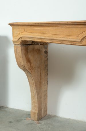 French Country Limestone Fireplace