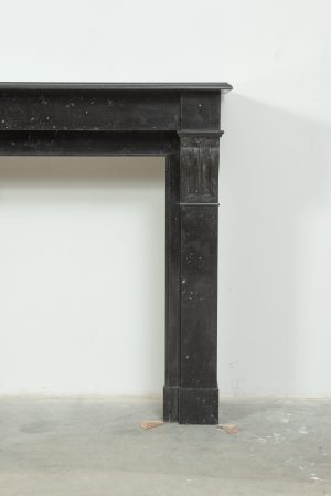 Antique Black Marble Corbel Fireplace Mantel with Fossil Inclusions