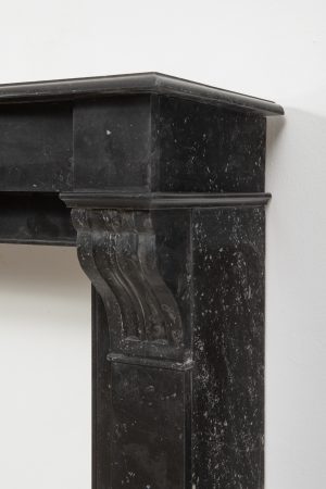 Antique Black Marble Corbel Fireplace Mantel with Fossil Inclusions