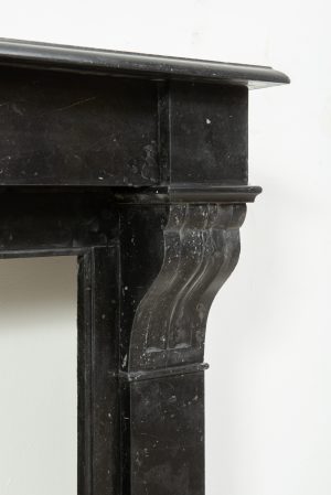 Antique Black Marble Corbel Fireplace Mantel with Fossil Inclusions