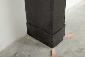Antique Black Marble Corbel Fireplace Mantel with Fossil Inclusions