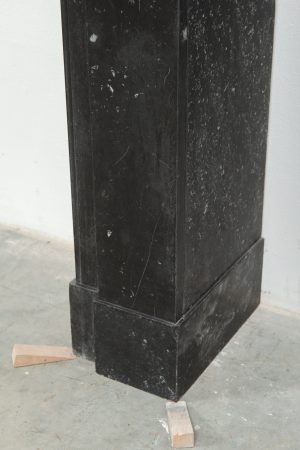 Antique Black Marble Corbel Fireplace Mantel with Fossil Inclusions
