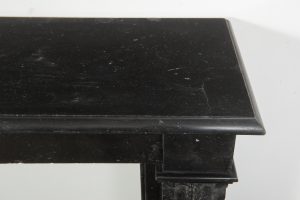 Antique Black Marble Corbel Fireplace Mantel with Fossil Inclusions