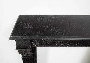 Antique Black Marble Corbel Fireplace Mantel with Fossil Inclusions