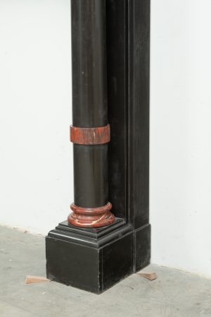 Late 19th-Century Black Marble Fireplace Mantel.
