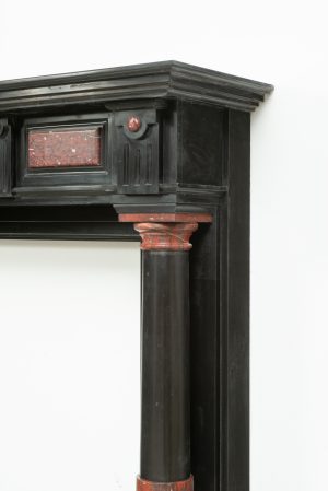 Late 19th-Century Black Marble Fireplace Mantel.