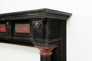 Late 19th-Century Black Marble Fireplace Mantel.