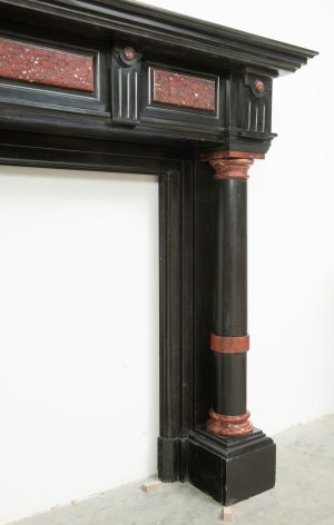 Late 19th-Century Black Marble Fireplace Mantel.