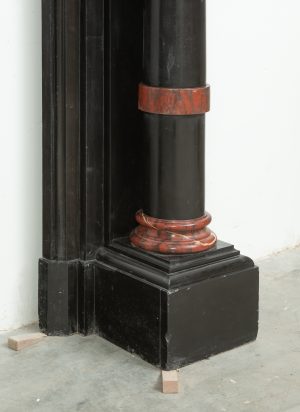 Late 19th-Century Black Marble Fireplace Mantel.