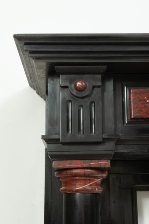 Late 19th-Century Black Marble Fireplace Mantel.