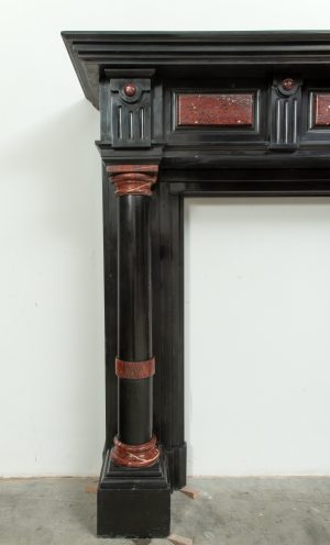 Late 19th-Century Black Marble Fireplace Mantel.