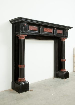 Late 19th-Century Black Marble Fireplace Mantel.