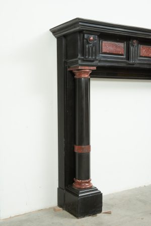 Late 19th-Century Black Marble Fireplace Mantel.