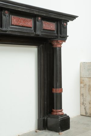 Late 19th-Century Black Marble Fireplace Mantel.