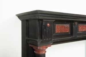 Late 19th-Century Black Marble Fireplace Mantel.